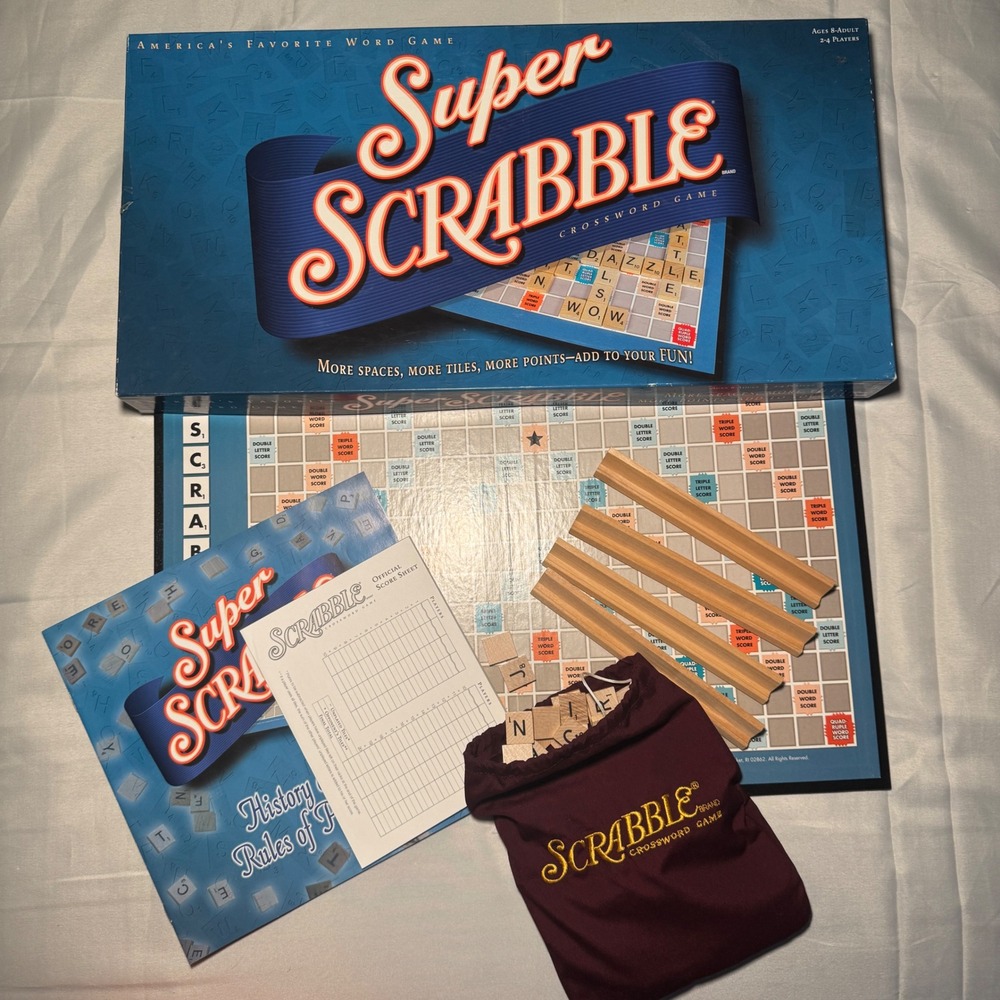 Super Scrabble Board Game 2004 Winning Moves 441 Spaces 200 Wooden Tiles 1079